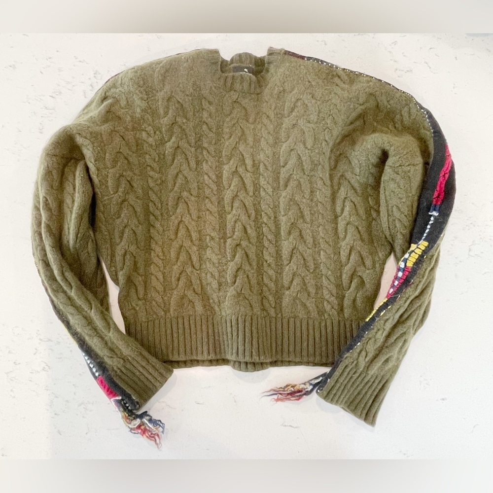 Etro Italian Girocollo Maglia Cable Knit Jacquard Tape Jumper Sweater Size 44